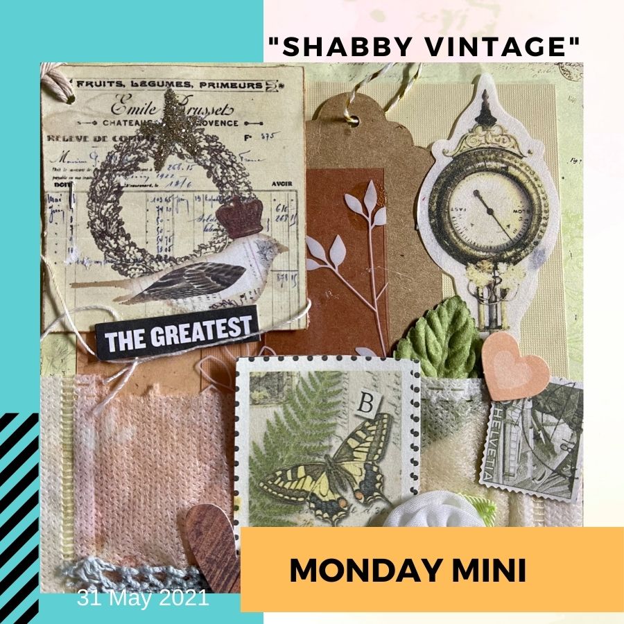 Small Scrapbook Layout - Use your scrap papers. Vintage ephemera.