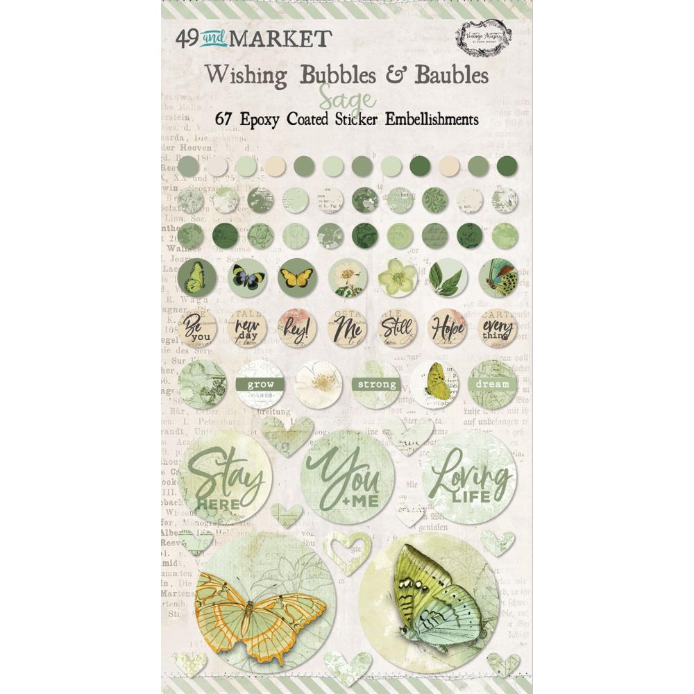 49 and Market -Epoxy Coated Wishing Bubbles & Baubles - Sage - Scrap Of Your Life 