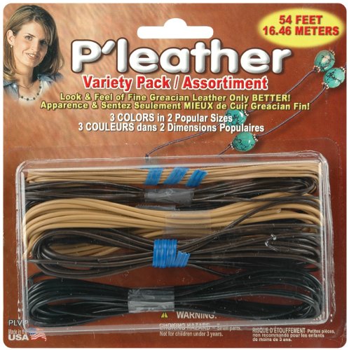P'leather Cord Variety Pack 54 Feet - Black/Brown/Beige - Scrap Of Your Life 