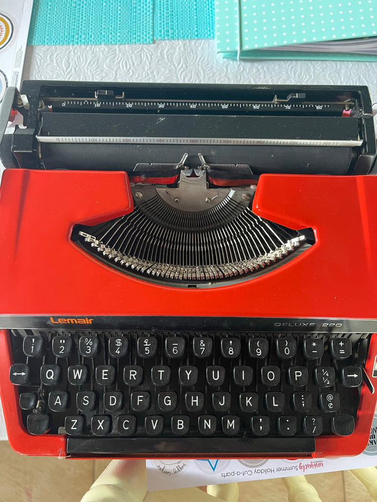 Vintage Typewriter Brother Deluxe 220 Red with Black Hardcase Vintage from 1970''s - Scrap Of Your Life 