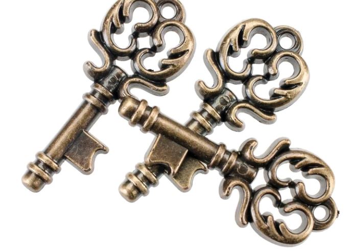 Blumenthal Steampunk Buttons - Antique Gold Key 15/Pkg* - Scrap Of Your Life 