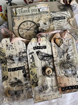 Shabby Butterfly Tags using Rub-ons