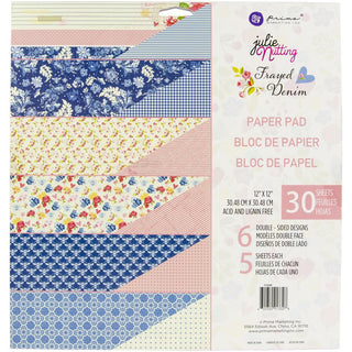 Prima - Julie Nutting - 12x12 Double-Sided Paper Pad Frayed Denim - Scrap Of Your Life 