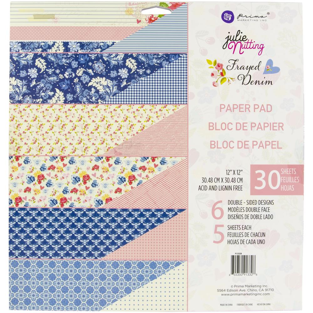 Prima - Julie Nutting - 12x12 Double-Sided Paper Pad Frayed Denim