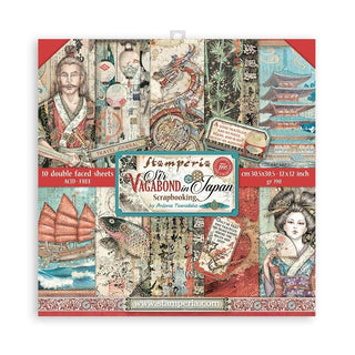 Stamperia - Double-Sided Paper Pad 12"X12" - Sir Vagabond in Japan - Scrap Of Your Life 