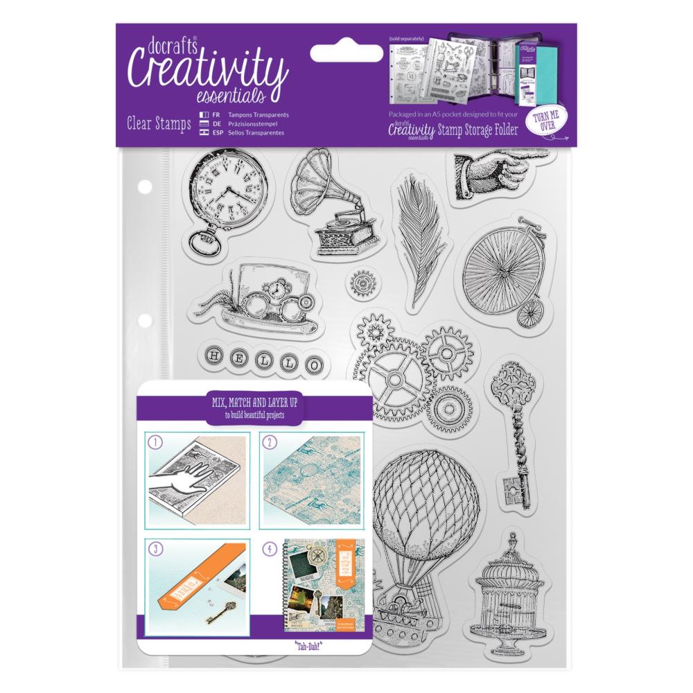 Docrafts-Creativity Essentials A5 Clear Stamps: Steampunk.