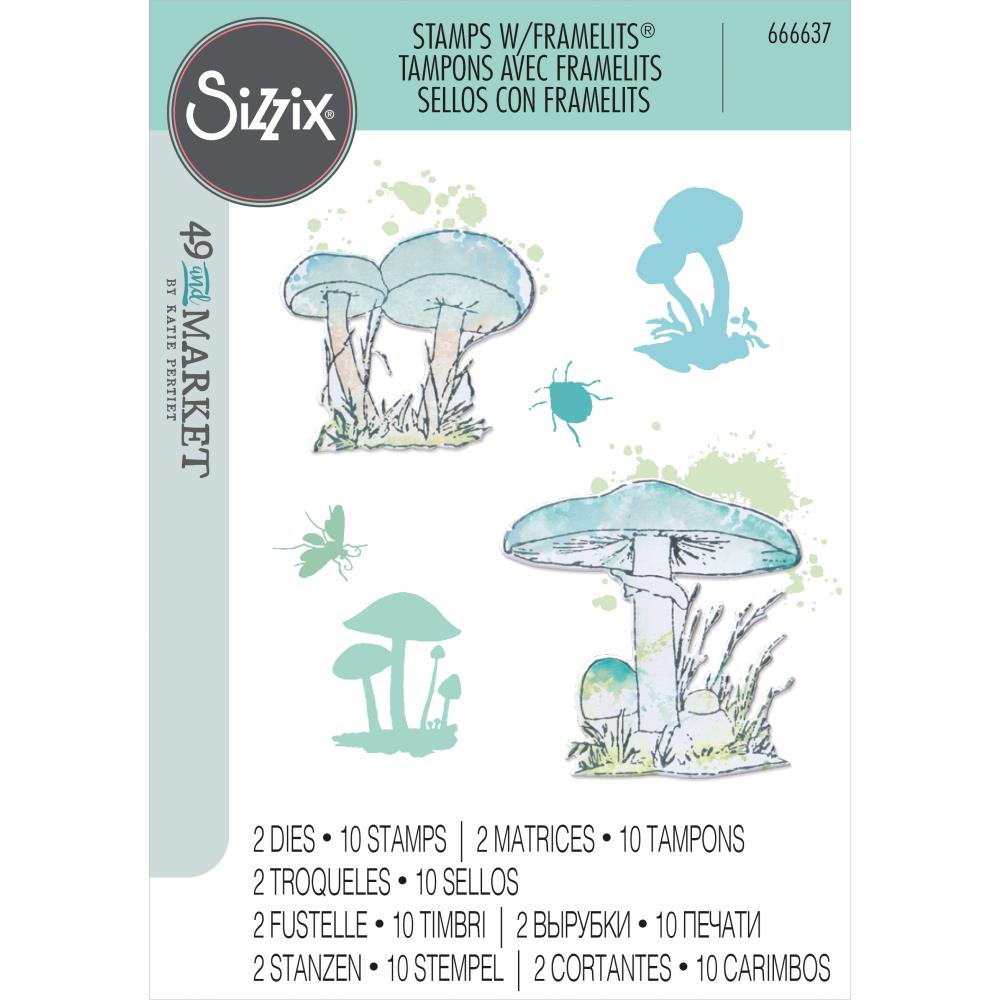 Sizzix Framelits Die & A5 Stamp Set By 49 & Market - Woodland Mushrooms - Scrap Of Your Life 