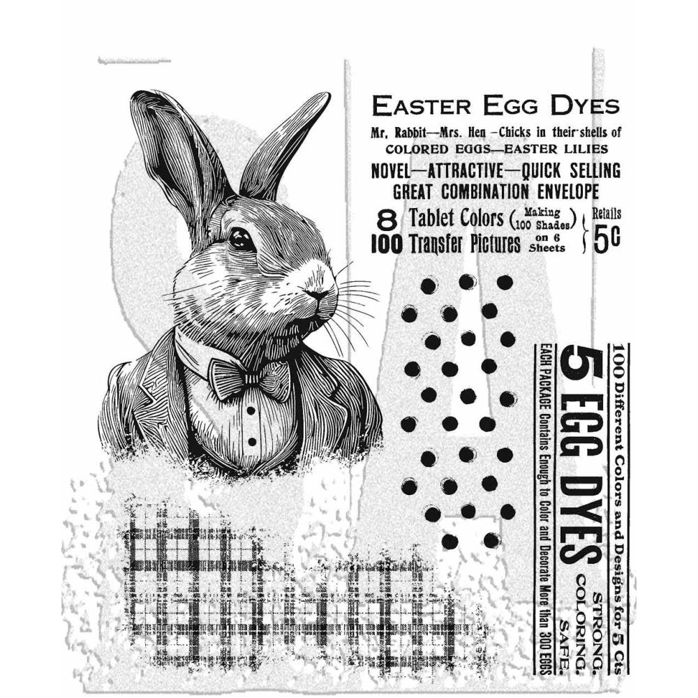 Tim Holtz Cling Stamps 7"X8.5"- Mr Rabbit - Scrap Of Your Life 