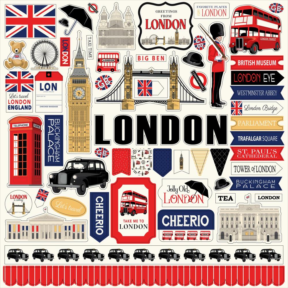 Carta Bella London 12x12 Cardstock Stickers