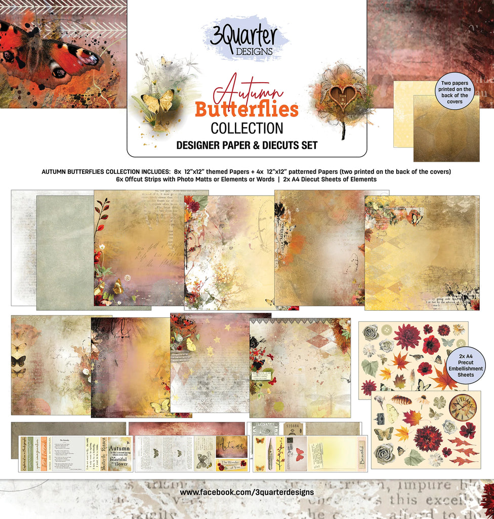 3 Quarter Designs - Autumn Butterflies 12 x 12 Collection - Scrap Of Your Life 
