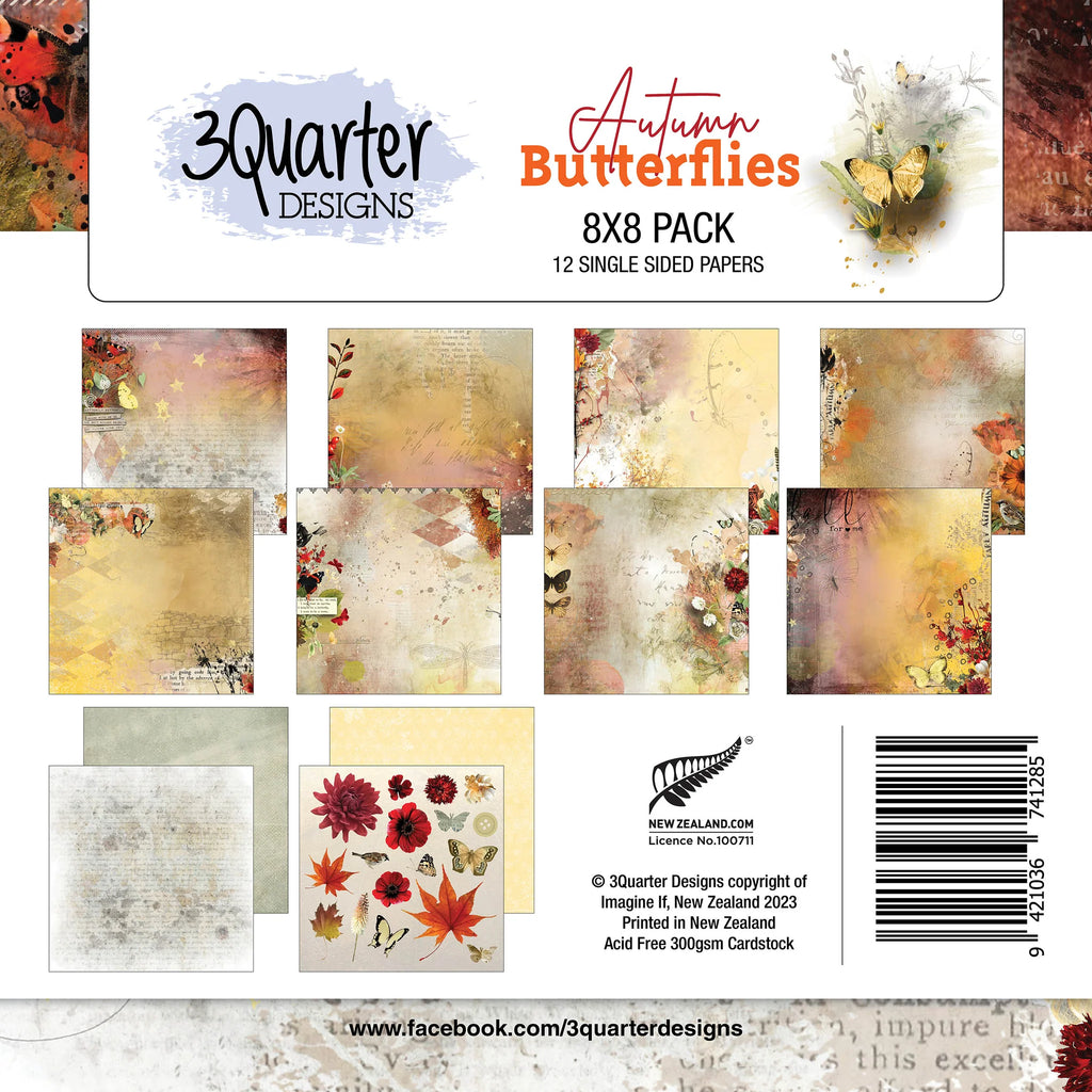 3 Quarter Designs - Autumn Butterflies 8 x 8 Collection - Scrap Of Your Life 