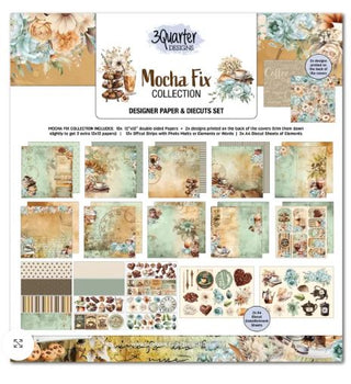 3Quarter Designs Mocha Fix 12×12 paper pack featuring rich mocha-inspired patterns and tones for scrapbooking and paper crafting