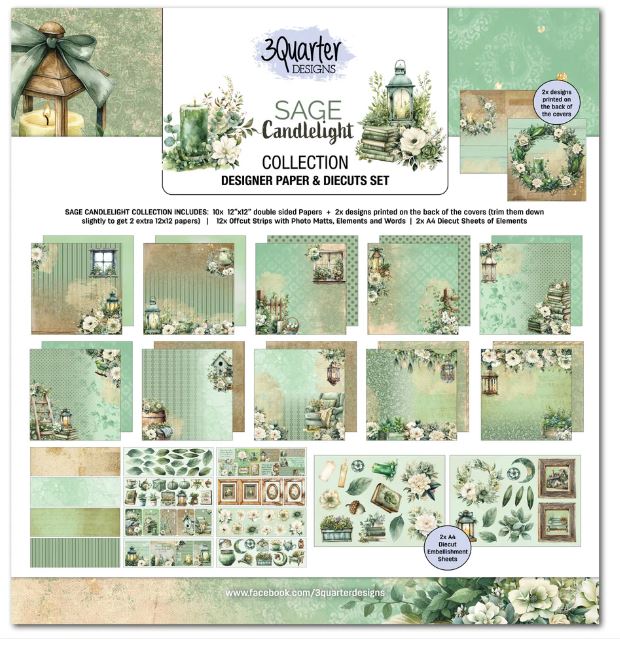 3 Quarter Designs - Sage Candlelight 12 x 12 Collection Kit - Scrap Of Your Life 