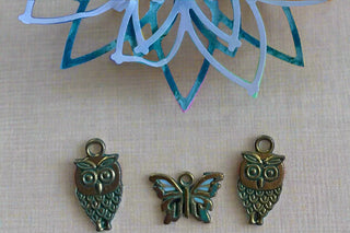 Verdigris Charms - Owls and Butterfly - Scrap Of Your Life 