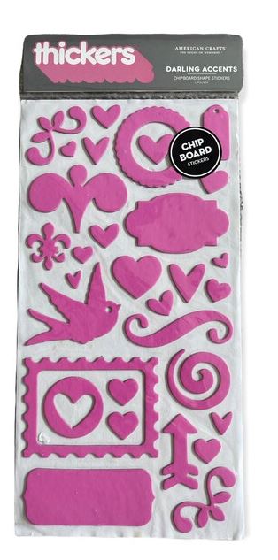 American Crafts - Thickers - Darling Accents - Foam Shapes Bright Pink - Scrap Of Your Life 