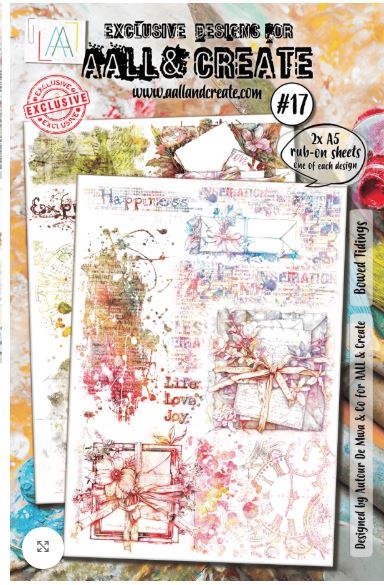 Packaging of All & Create design sheets with colorful designs and text.