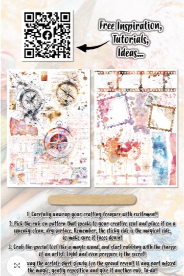 Decorative paper with artistic designs and a QR code for free inspiration.
