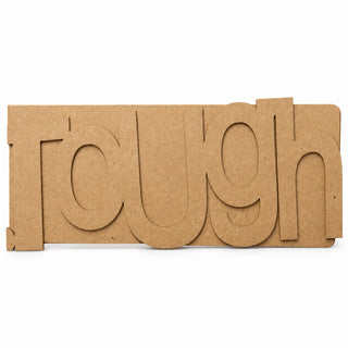 Cover rectangular chipboard album 'Tough' page with rounded corners and a binding hole on a white background.