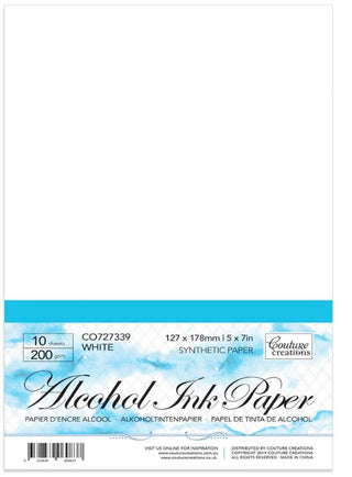 Couture Creiations Alcohol Ink Paper - White 5 x 7 - Scrap Of Your Life 