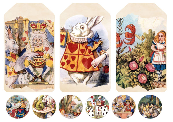 Vintage Alice in Wonderland Jumbo Tag Set