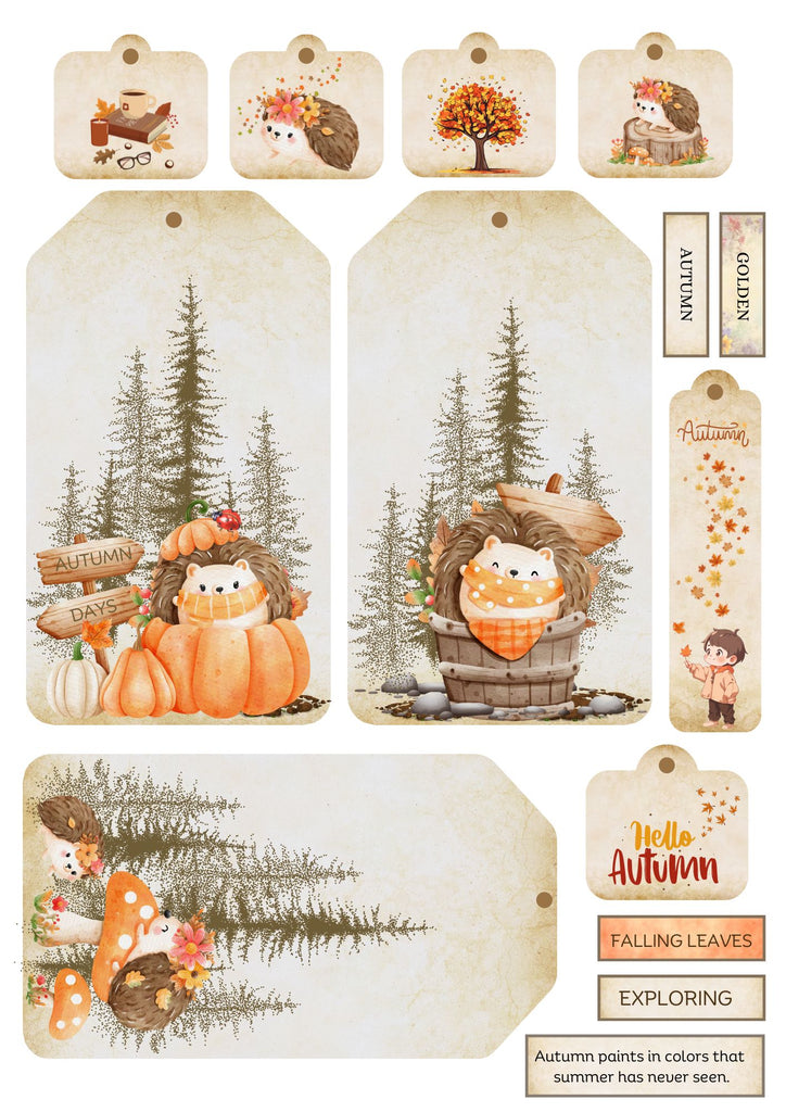 Printable - Fussy Cutting - Autumn Critters Tags - Scrap Of Your Life 