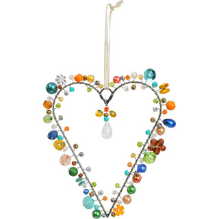 Hanging Beaded Heart Clay Decorative Sculpture Ornament - Scrap Of Your Life 