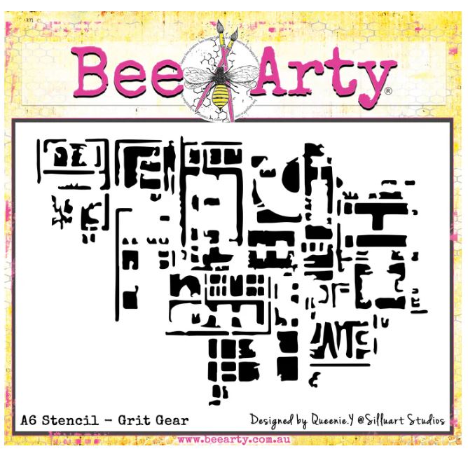 Bee Arty Steampunk Grit Gear - A6 Stencil