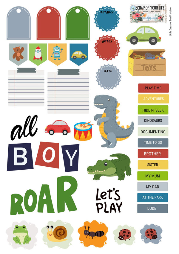 Collection of colorful children's stickers with various designs and text on a white background.