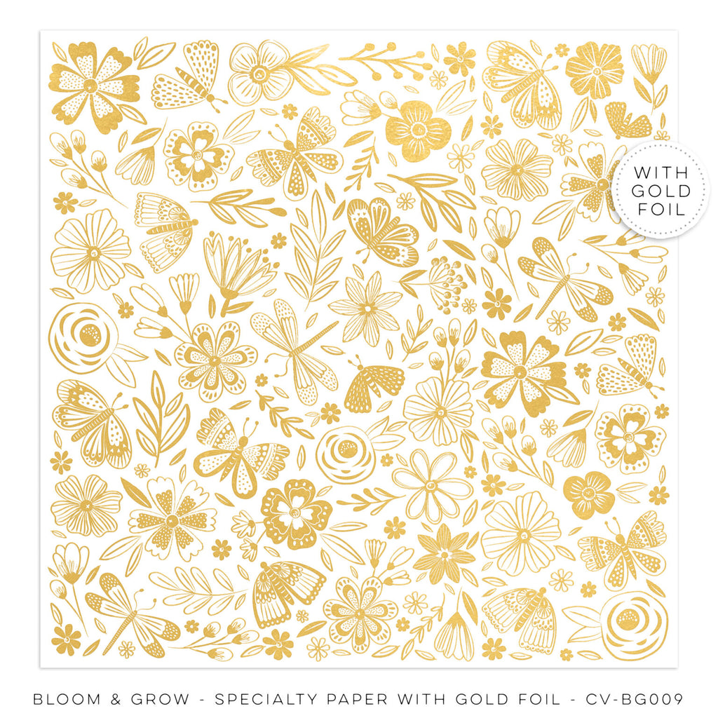 Cocoa Vanilla Bloom and Grow  - 12 x 12 Gold Foil Specialty Paper