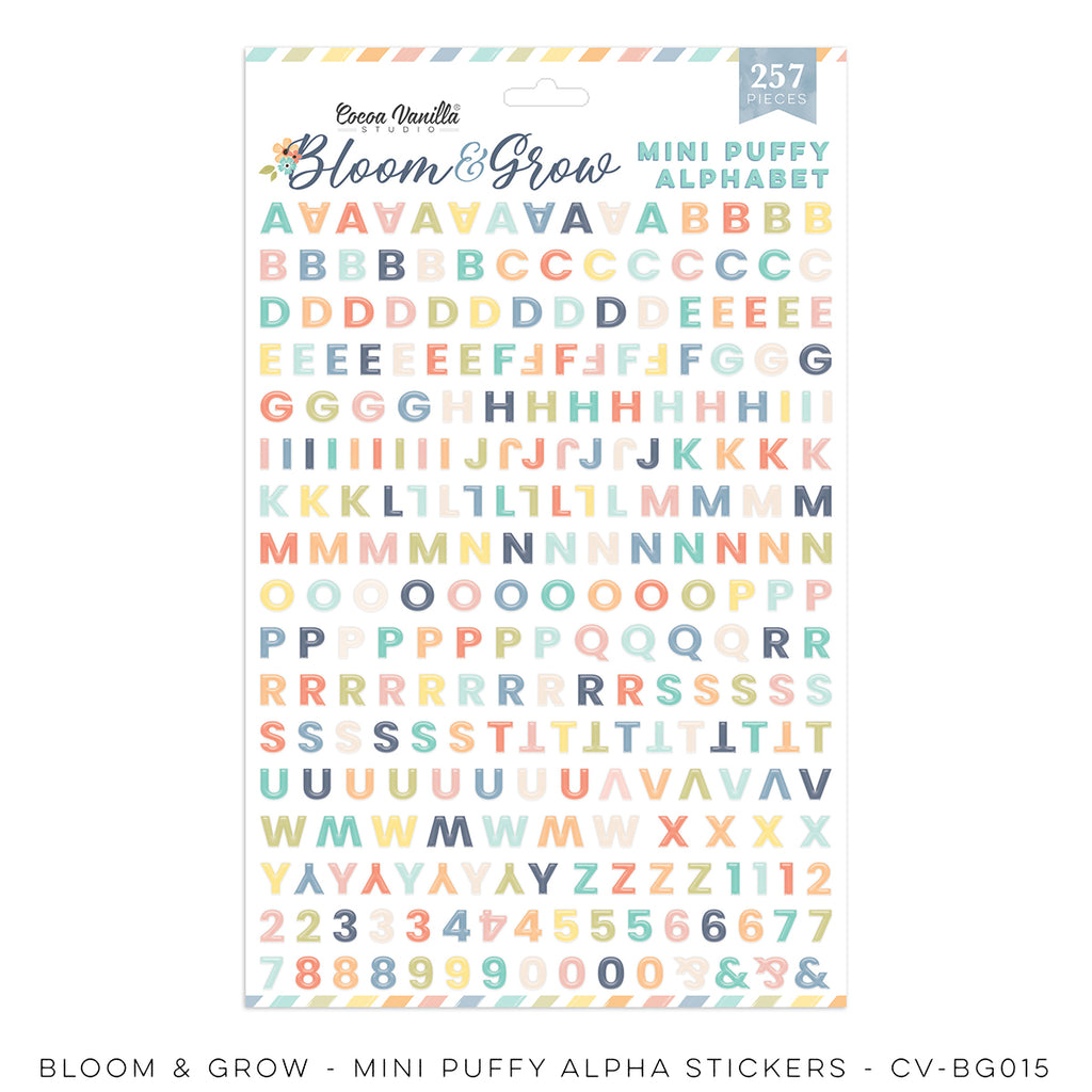 Cocoa Vanilla Bloom and Grow Puffy Mini Alphabet Stickers