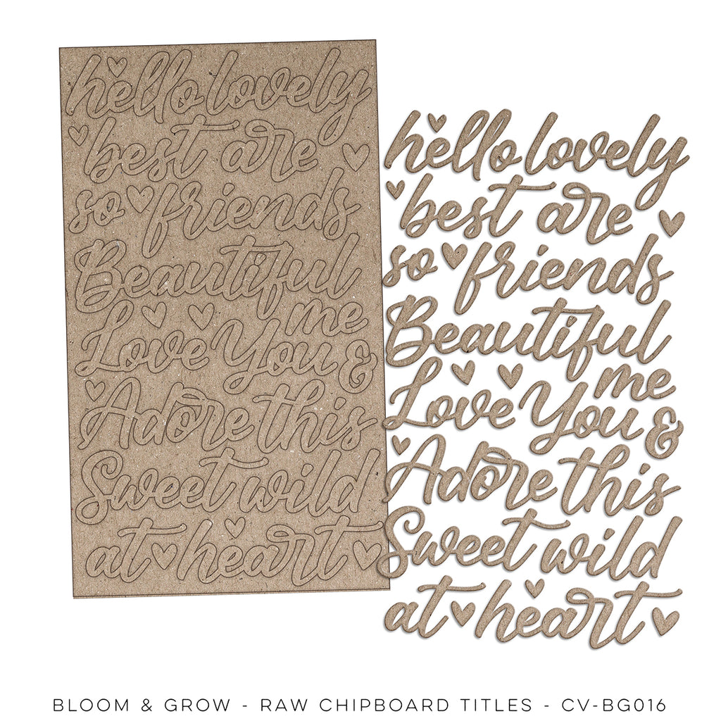 Cocoa Vanilla Bloom and Grow Chipboard Titles