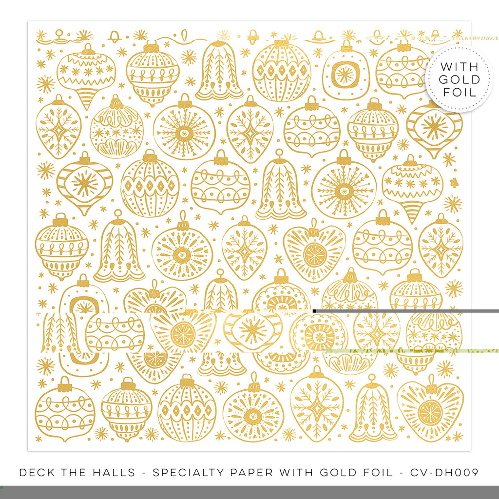 Cocoa Vanilla Deck the Halls  - 12 x 12 Gold Foil Specialty Paper