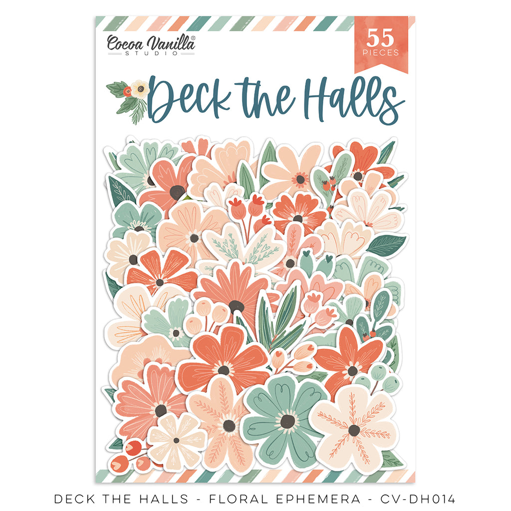 Cocoa Vanilla Deck the Halls Ephemera Floral