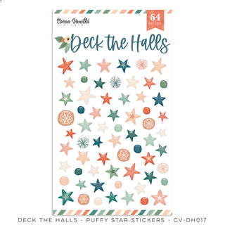 Cocoa Vanilla Deck the Halls Puffy Star Stickers - Scrap Of Your Life 