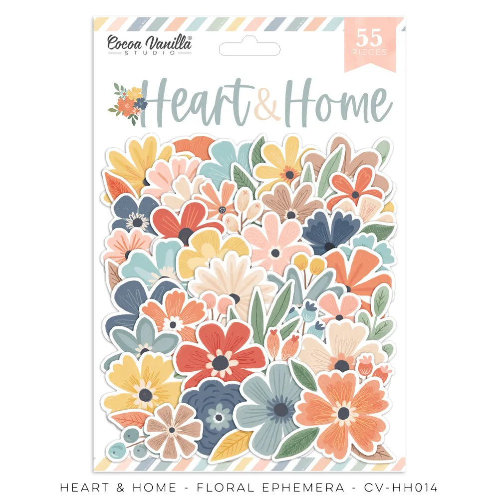 Cocoa Vanilla Heart and Home Die cut Floral Ephemera - Scrap Of Your Life 