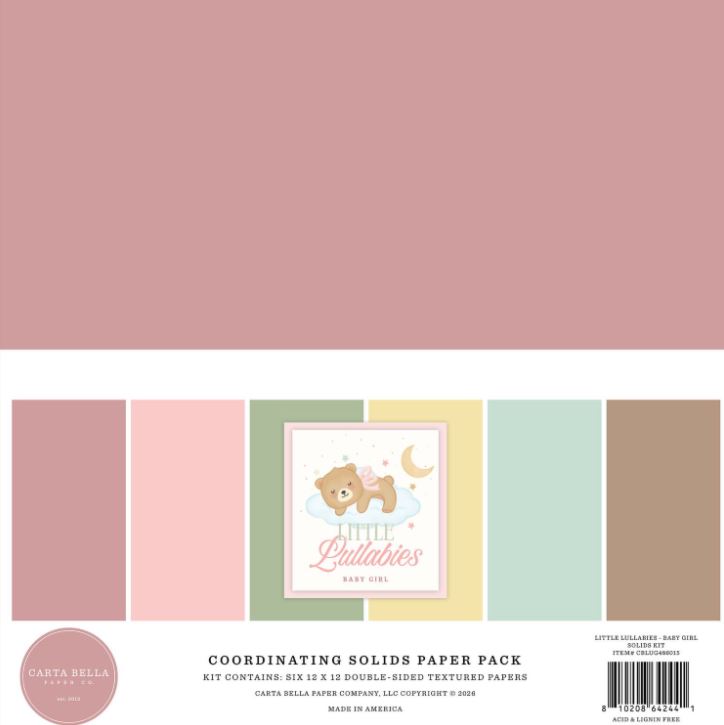 Carta Bella Little Lullabies Solids 12x12 Cardstock - Scrap Of Your Life 