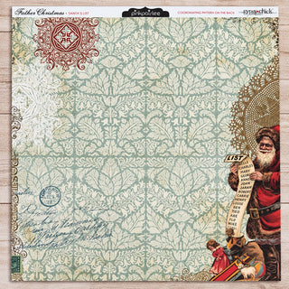 Pink Paislee 12x12 Double Sided Paper Father Christmas Santa's List