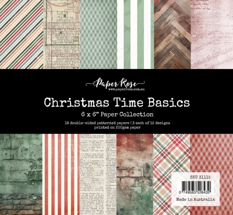 Paper Rose Studio - 6 x 6 Paper Pack - Christmas Time Basics