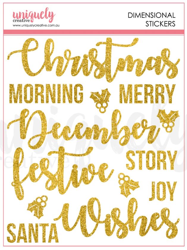 Uniquely Creative Christmas Wishes Dimensional Glitter Stickers