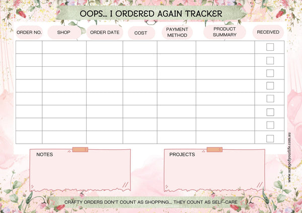 Craft Supplies Order Tracker – Printable - Scrap Of Your Life 