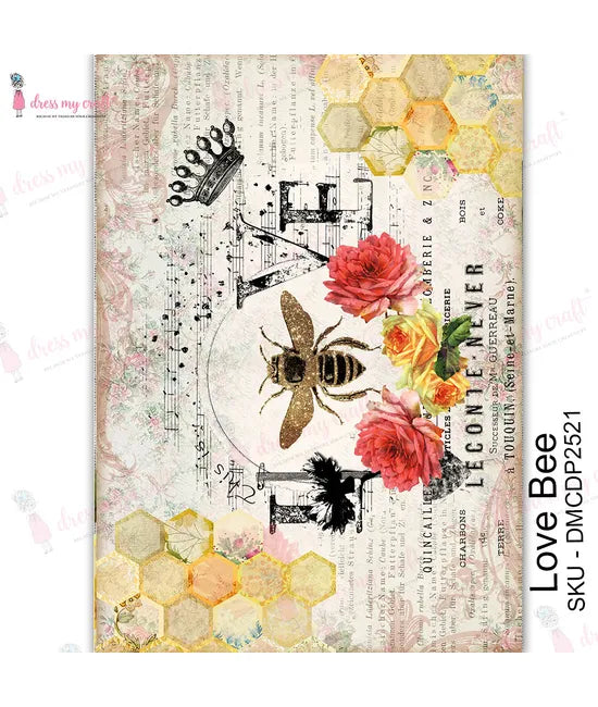Dress My Craft Transfer Me Sheet A4 Love Bee - Scrap Of Your Life 