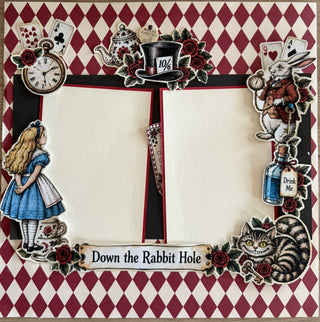 Scrapbooking Layout Kit Alice in Wonderland Down the Rabbit Hole