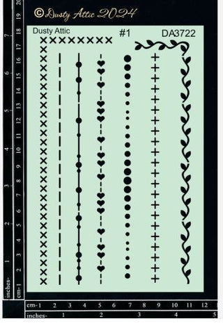 Dusty Attic Stencil - Stitches - Scrap Of Your Life 