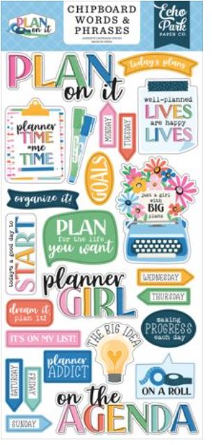 Echo Park Plan On It Chipboard Accents Words & Phrases - Scrap Of Your Life 