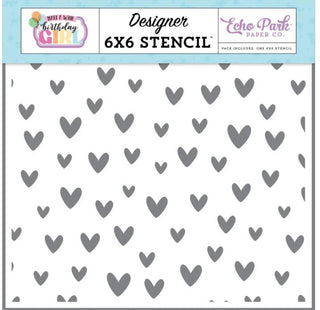 Echo Park 6 x 6 Stencil - Birthday Love Hearts - Scrap Of Your Life 