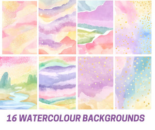 16 Watercolor Background Card Panels - printable - Scrap Of Your Life 