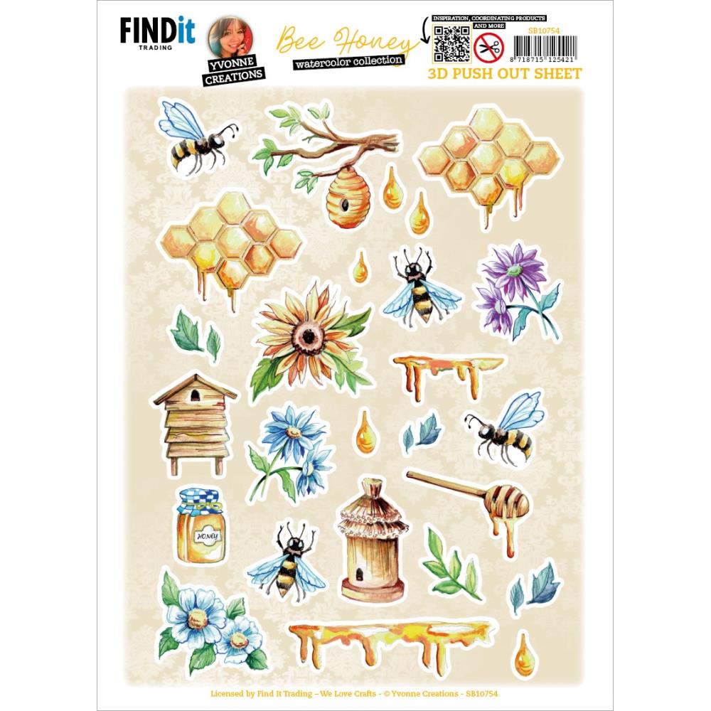 Find It Trading Yvonne Creations Punchout Sheet Bees Honey Small Elements B - Scrap Of Your Life 