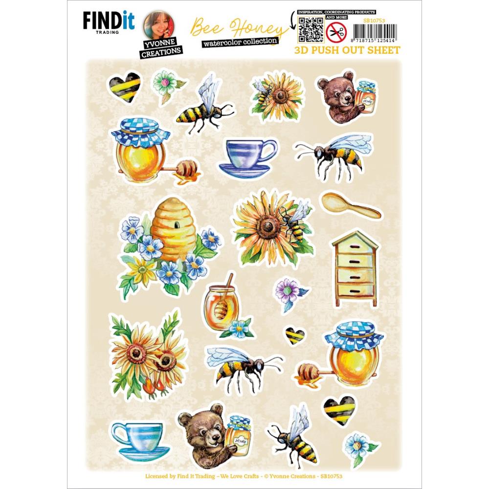 Find It Trading Yvonne Creations Punchout Sheet Bees Honey Small Elements A - Scrap Of Your Life 
