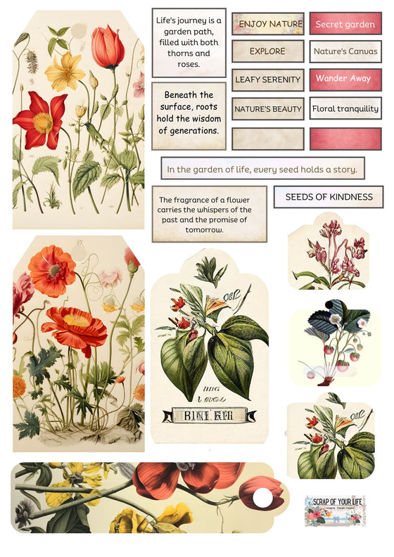 Printable - Floral Tags - Scrap Of Your Life 