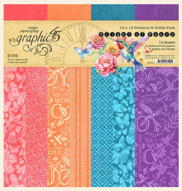 Graphic 45 - Flight Of Fancy Cardstock Patterns & Solids - Scrap Of Your Life 